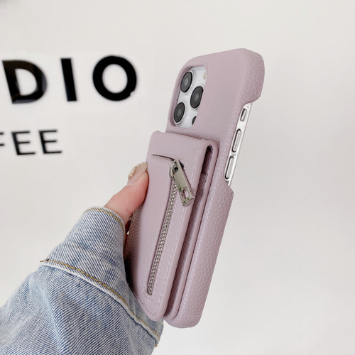 iPhone全機種対応】レザースマホケース 小銭収納 ミラー付き
