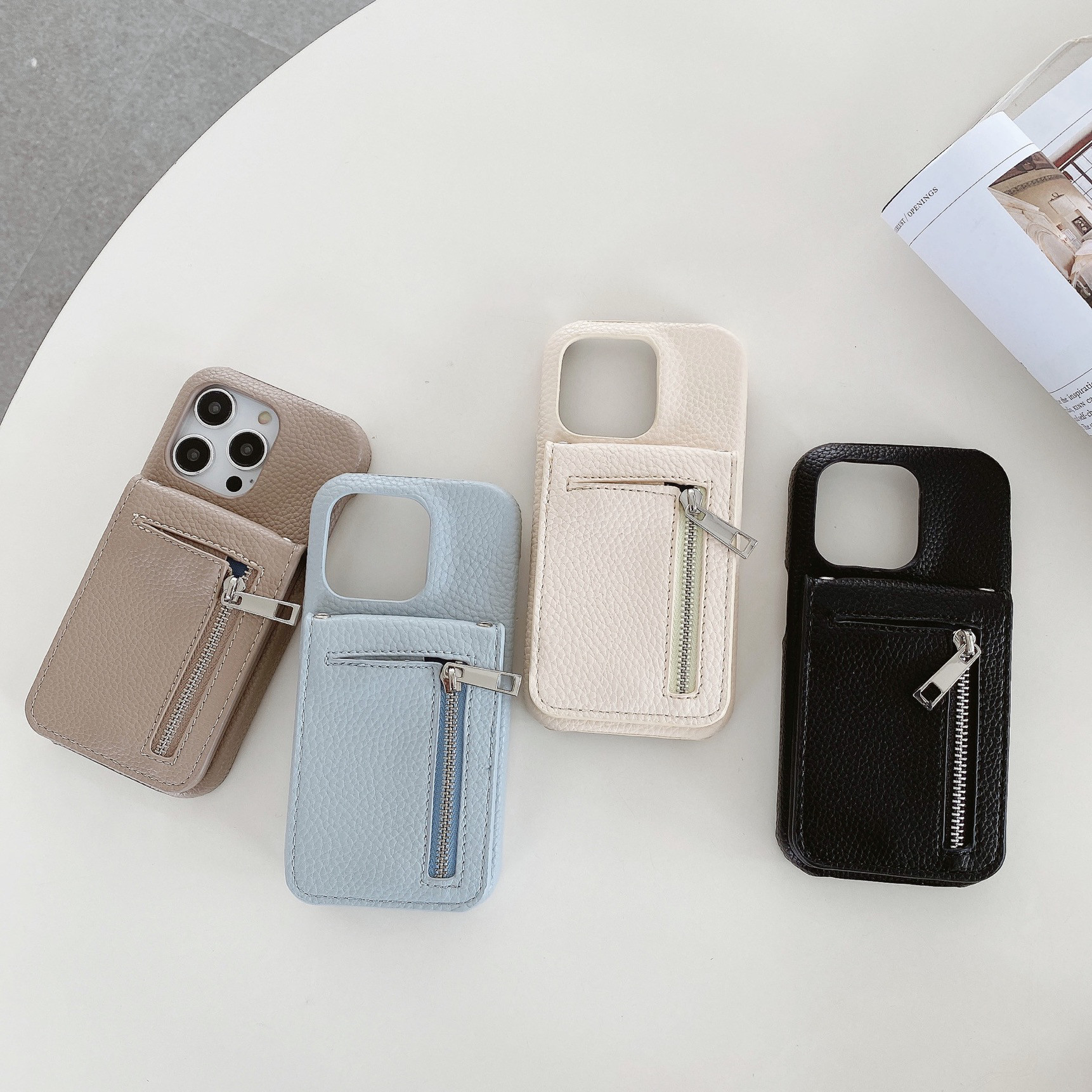 ブランド通販 iPhone全機種対応】レザースマホケース 小銭収納 ミラー付き iPhoneアクセサリー