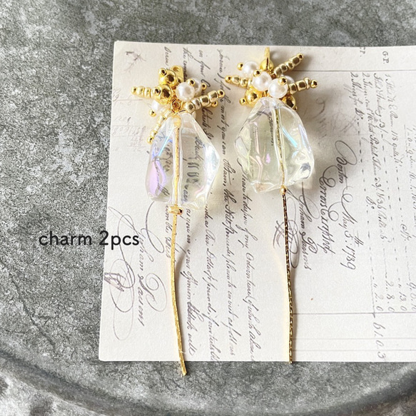 2pcs★ charm・clear rock（チェーンチャーム） 1枚目の画像