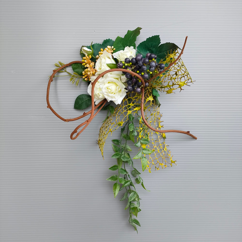 アーティフィシャルフラワー×スワッグ アレンジ 造花×スワッグ 薔薇