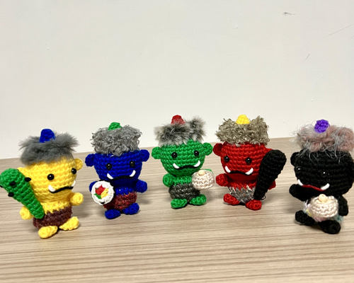 セット販売】節分の赤鬼＆青鬼 編みぐるみ（2体セット／手編み