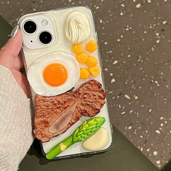 【ステーキ定食のようなiPhoneケース】ユニーク食品サンプル系iPhoneケース 1枚目の画像