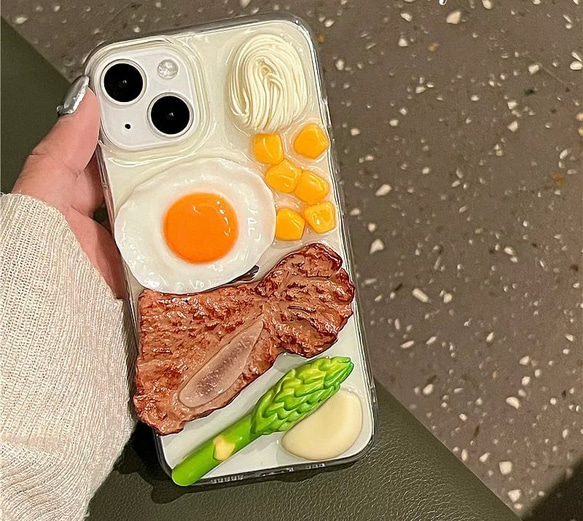 【ステーキ定食のようなiPhoneケース】ユニーク食品サンプル系iPhoneケース 1枚目の画像