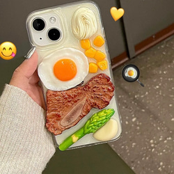 【ステーキ定食のようなiPhoneケース】ユニーク食品サンプル系iPhoneケース 2枚目の画像