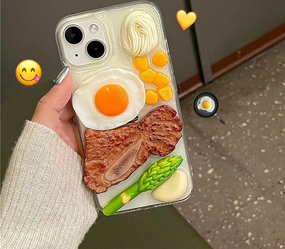 【ステーキ定食のようなiPhoneケース】ユニーク食品サンプル系iPhoneケース 2枚目の画像