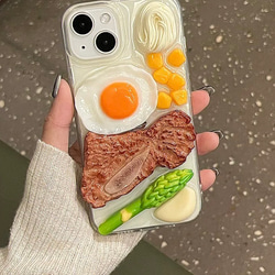 【ステーキ定食のようなiPhoneケース】ユニーク食品サンプル系iPhoneケース 3枚目の画像