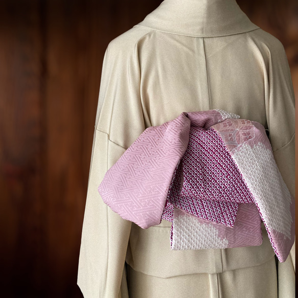 売り切れました】ハンドメイド兵児帯 丸ぐけ 半衿付き