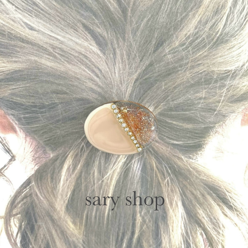 ハンドメイド　レジン　ヘアゴム　ポニーフック　大人可愛い　ラメ　ブラウン　パール ハンドメイド レジン ヘアゴム ポニーフック 大人可愛い ラメ ブラウン