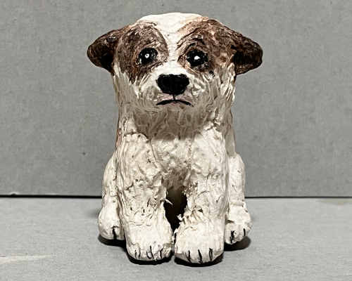 素焼き調ねんど 作品 『犬』 （フレンチブルドッグ作ってみた