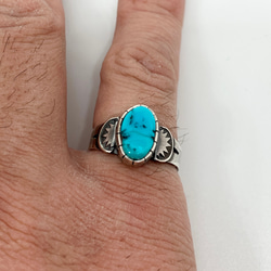 スリーピングビューティー　ターコイズ　トルコ石　シルバーリング　指輪　14号　#インディアンジュエリー　ナバホ族　925 9枚目の画像
