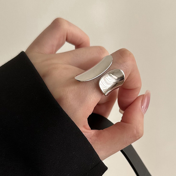 重い仕事の超広い表面存在925純銀製のリング女性の方法人格のミニマ
