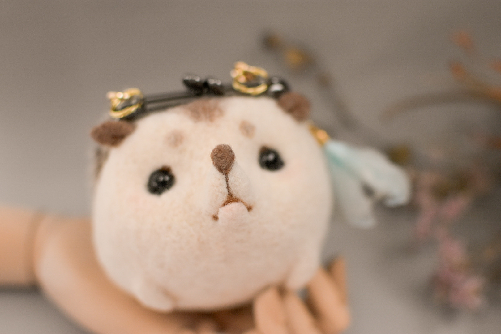 はりねずみのがまぐちポシェット【一点物】