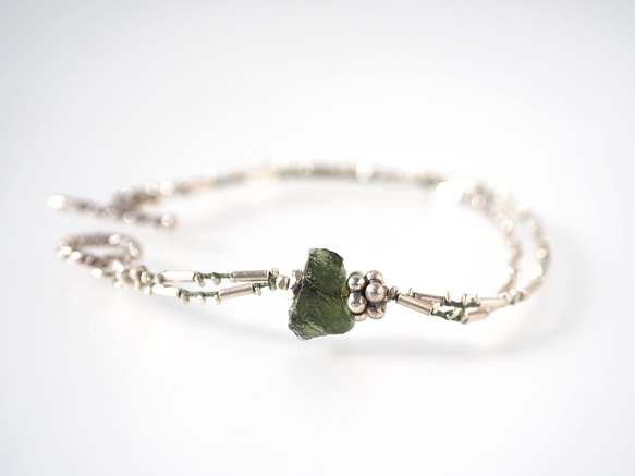 -Moldavite- silver double bracelet 1枚目の画像