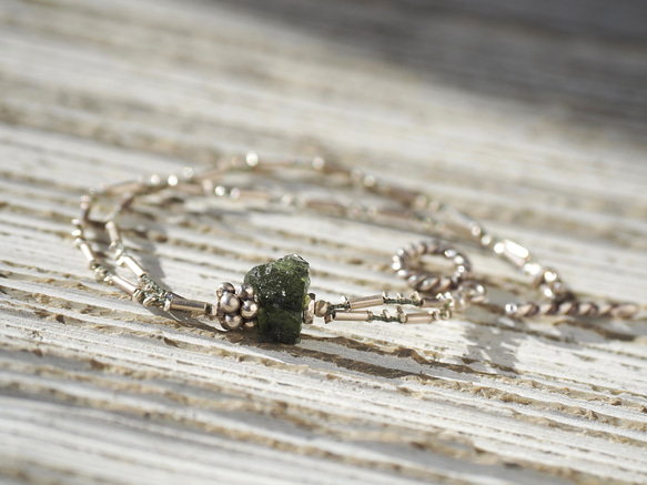 -Moldavite- silver double bracelet 2枚目の画像