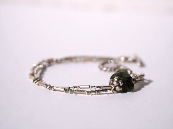 -Moldavite- silver double bracelet 3枚目の画像