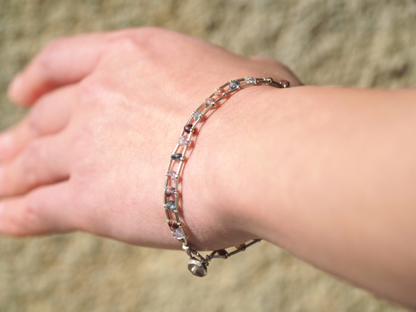 -Multi_color spinel- ladder bracelet 5枚目の画像