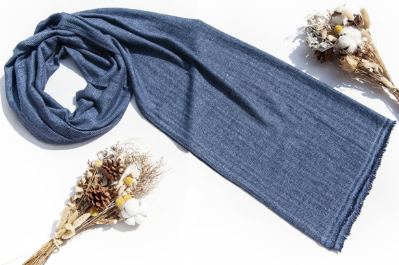 喀什米爾Cashmere 針織圍巾 純羊毛圍巾 手織圍巾 編織圍巾-希臘藍色美麗諾 聖誕節交換禮物 好友生日禮物 母親節 第13張的照片