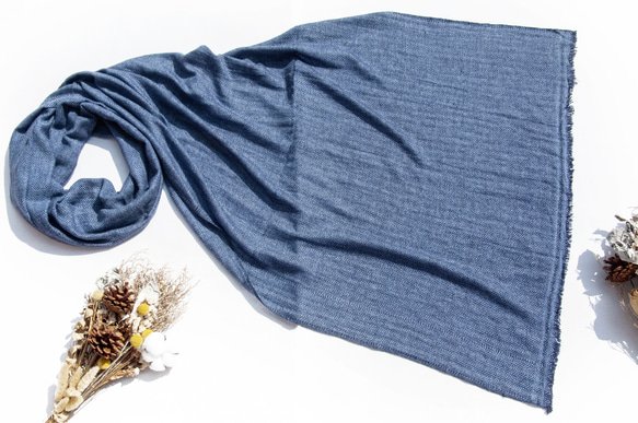 喀什米爾Cashmere 針織圍巾 純羊毛圍巾 手織圍巾 編織圍巾-希臘藍色美麗諾 聖誕節交換禮物 好友生日禮物 母親節 第18張的照片