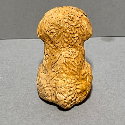 トイプードル(はだ色)(小)置物#4(石粉粘土と新聞紙)o その他置物 工房