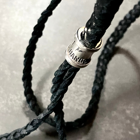 編み込み レザーネックレス ループタイ（エンドパーツ＆ストッパー/シルバー925） leather Necklace 4枚目の画像
