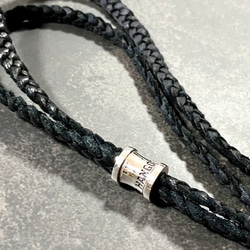 編み込み レザーネックレス ループタイ（エンドパーツ＆ストッパー/シルバー925） leather Necklace 3枚目の画像