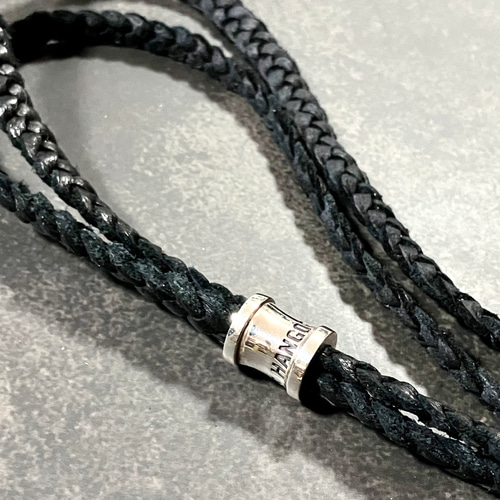 編み込み レザーネックレス ループタイ（エンドパーツ