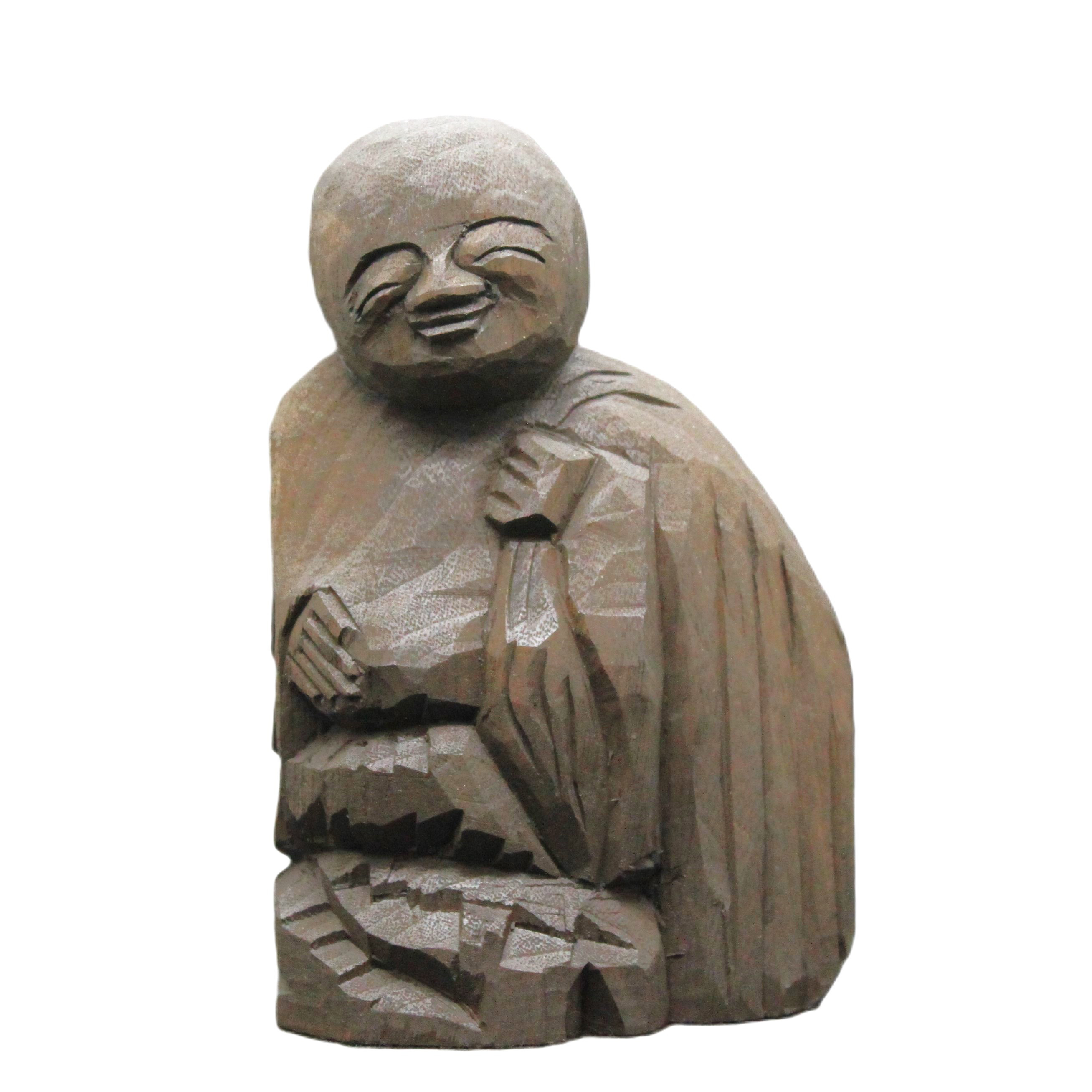 木製 笑顔の仏像 約30cm 彫刻　オブジェ　布袋様 木製 笑顔の仏像 約30cm 彫刻 オブジェ 布袋様