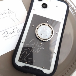 iPhoneケース　スマホケース　スマホリング付き　ワイヤーフラワー　チューリップ 4枚目の画像