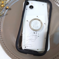 iPhoneケース　スマホケース　スマホリング付き　ワイヤーフラワー　チューリップ 2枚目の画像