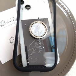 iPhoneケース　スマホケース　スマホリング付き　ワイヤーフラワー　チューリップ 1枚目の画像