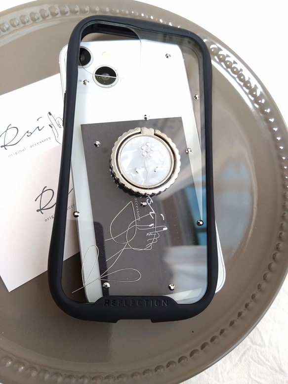 iPhoneケース　スマホケース　スマホリング付き　ワイヤーフラワー　チューリップ 1枚目の画像
