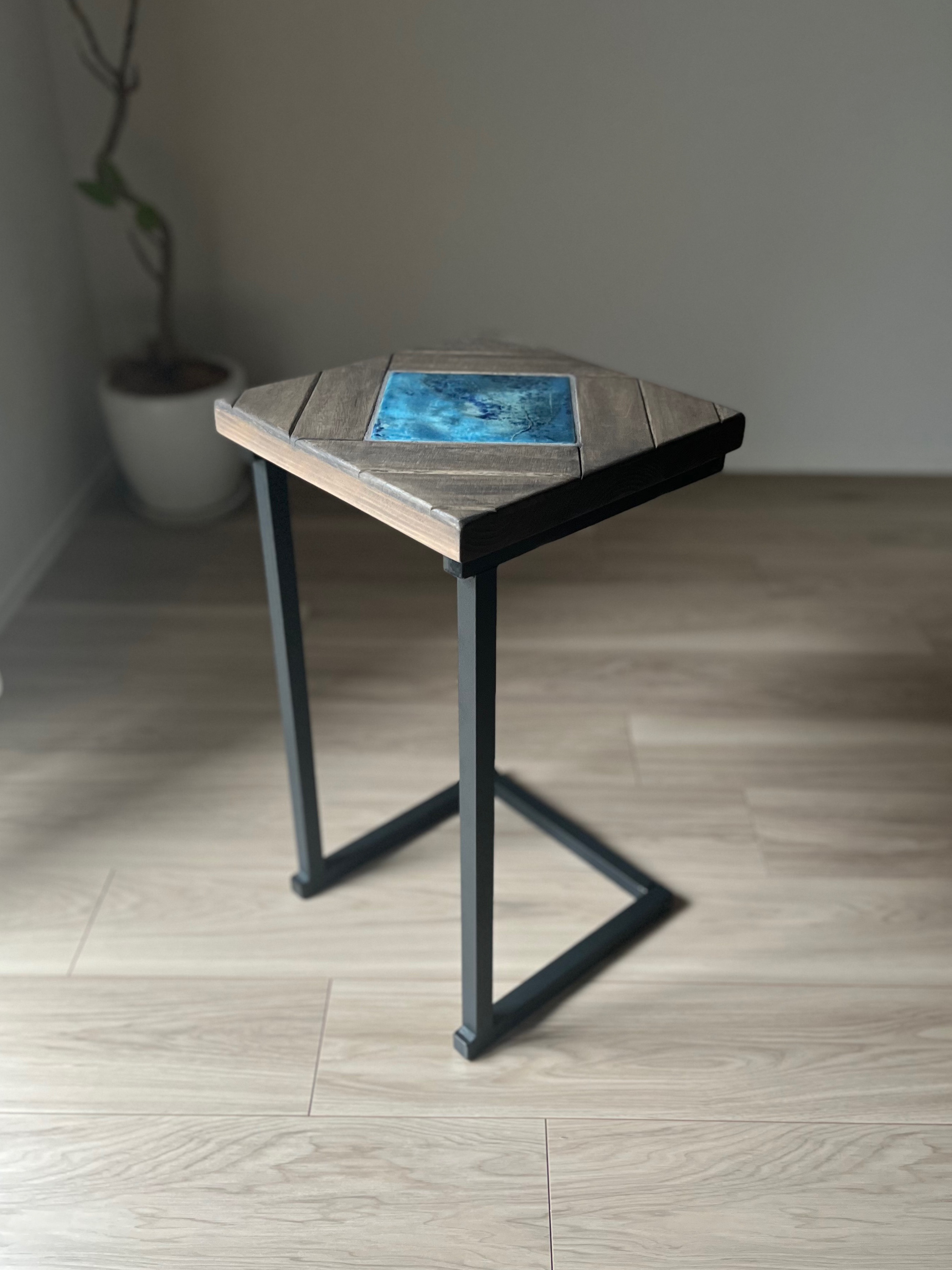 [幅30cm角] サイドテーブル タイルテーブル スチール製 海を感じるシリーズ2