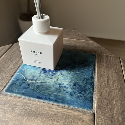 幅30cm角] サイドテーブル タイルテーブル スチール製 海を感じる