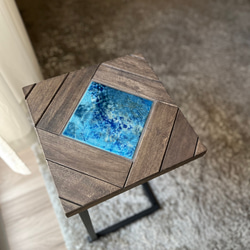 [幅30cm角] サイドテーブル タイルテーブル スチール製 海を感じるシリーズ2 3枚目の画像