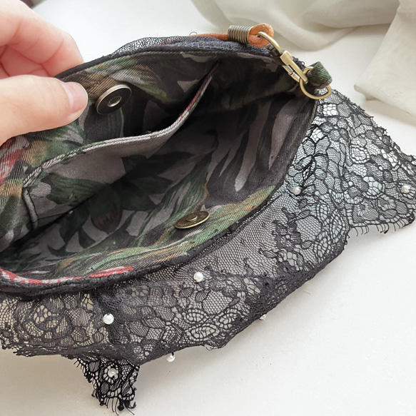 手作氣質名媛風的珍珠蕾絲手提袋 第4張的照片