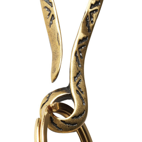 真鍮 キーフック 二重リング アラベスク 唐草模様 キーリング ダブル