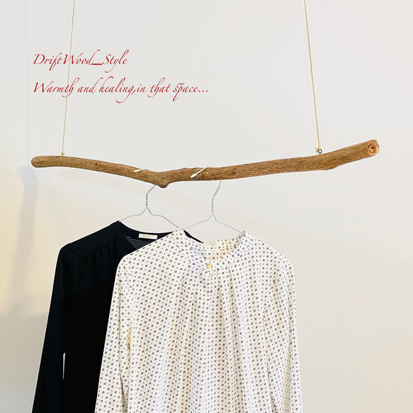 流木インテリア シンプルで真っすぐな大型流木のハンガーラック 北欧 衣装掛 ハンギング 吊り下げ ハンガーポール N17 1枚目の画像