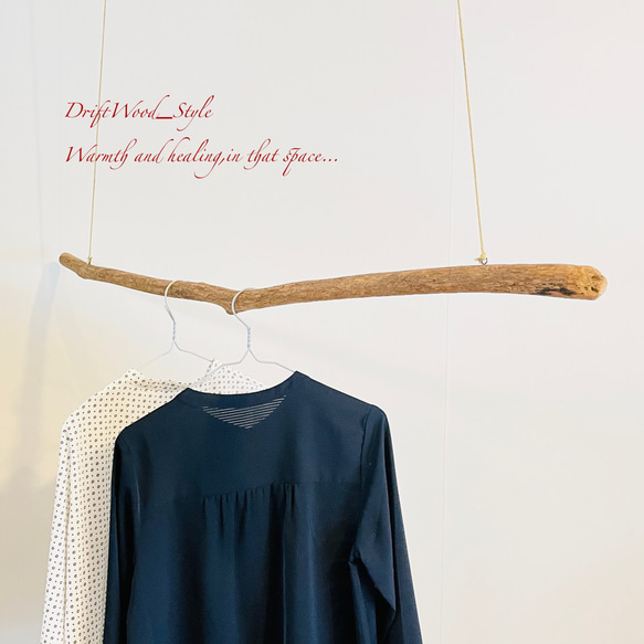 流木インテリア シンプルで真っすぐな大型流木のハンガーラック 北欧 衣装掛 ハンギング 吊り下げ ハンガーポール N17 5枚目の画像