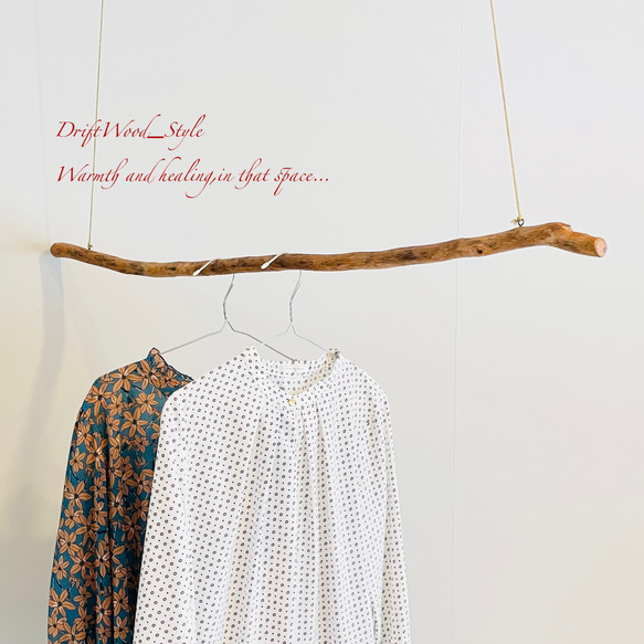 流木インテリア シンプルで真っすぐな大型流木のハンガーラック 北欧 衣装掛 ハンギング 吊り下げ ハンガーポール N18 1枚目の画像