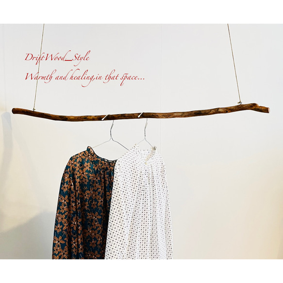 流木インテリア シンプルで真っすぐな大型流木のハンガーラック 北欧 衣装掛 ハンギング 吊り下げ ハンガーポール N18 2枚目の画像