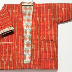 Creema限定着物生地を使ったリバーシブルでも着れるモダン半纏です。表は絹、裏は綿生地です。両方楽しめます。贈り物に! 14枚目の画像