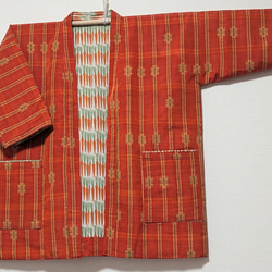 Creema限定着物生地を使ったリバーシブルでも着れるモダン半纏です。表は絹、裏は綿生地です。両方楽しめます。贈り物に! 12枚目の画像
