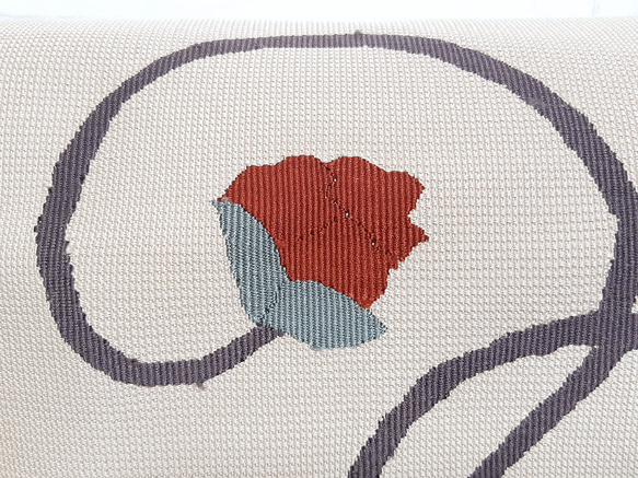 ワンタッチ帯　くらわん帯　正絹名古屋帯リメイク　織り花文様　作り帯　 2枚目の画像