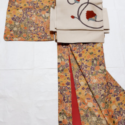 ワンタッチ帯　くらわん帯　正絹名古屋帯リメイク　織り花文様　作り帯　 11枚目の画像