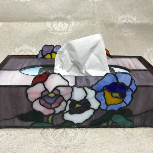 ステンドグラス　テッシュBOXカバー ステンドグラスのティッシュケース (HOUSE) | iichi 日々の