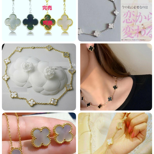 福袋◇フラワーアクセサリー◇合計8点◇高級天然白蝶貝◇高級ホワイト  