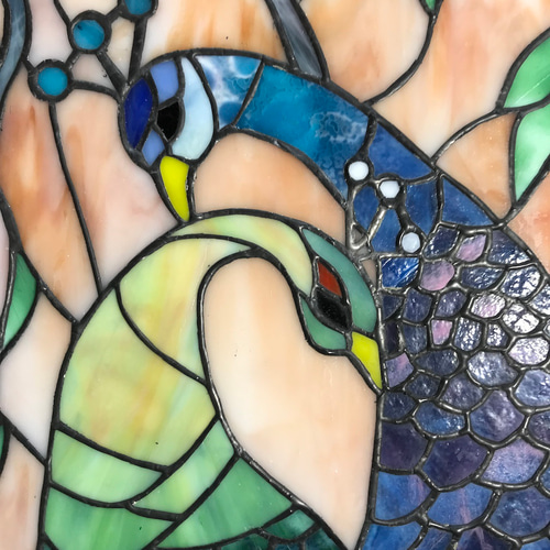 ステンドグラス 高級アートパネル インテリア壁掛け（Ap-73. 孔雀