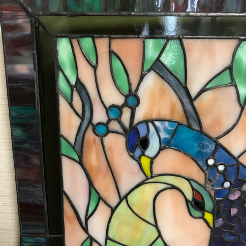 ステンドグラス 高級アートパネル インテリア壁掛け（Ap-73. 孔雀