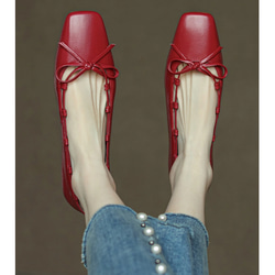 3色 赤、白、黒 パンプス シューズレディース 銀座 ぺたんこ靴 レディースパンプス ウォークパンプス 快適 フラット 1枚目の画像