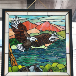 アンティーク】希少 ステンドグラスライト & ランプベース イーグル 鷲